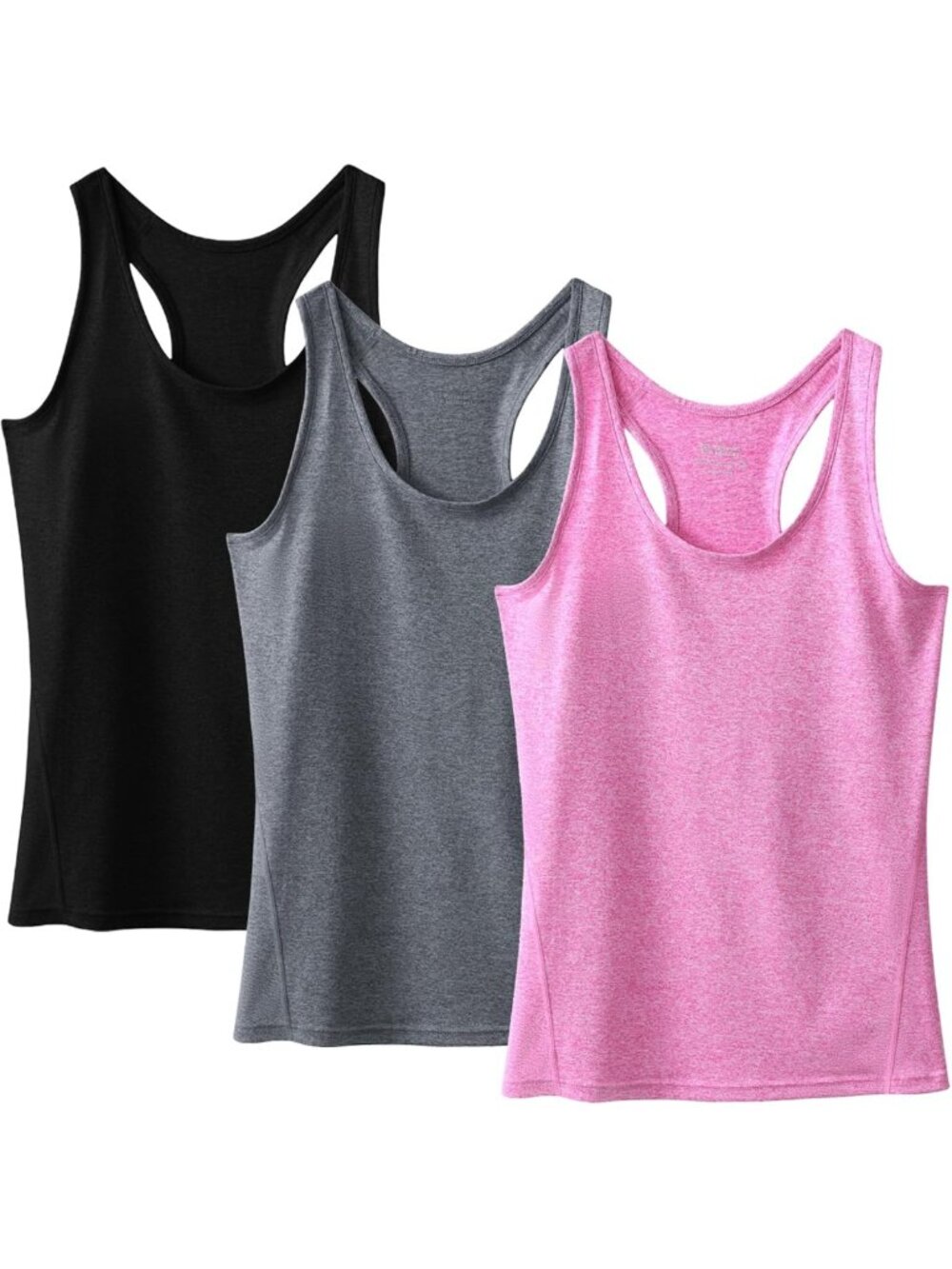 3-Pack Women's Workout Tank Tops - Athletic Racerback, Compression, Dry Fit
